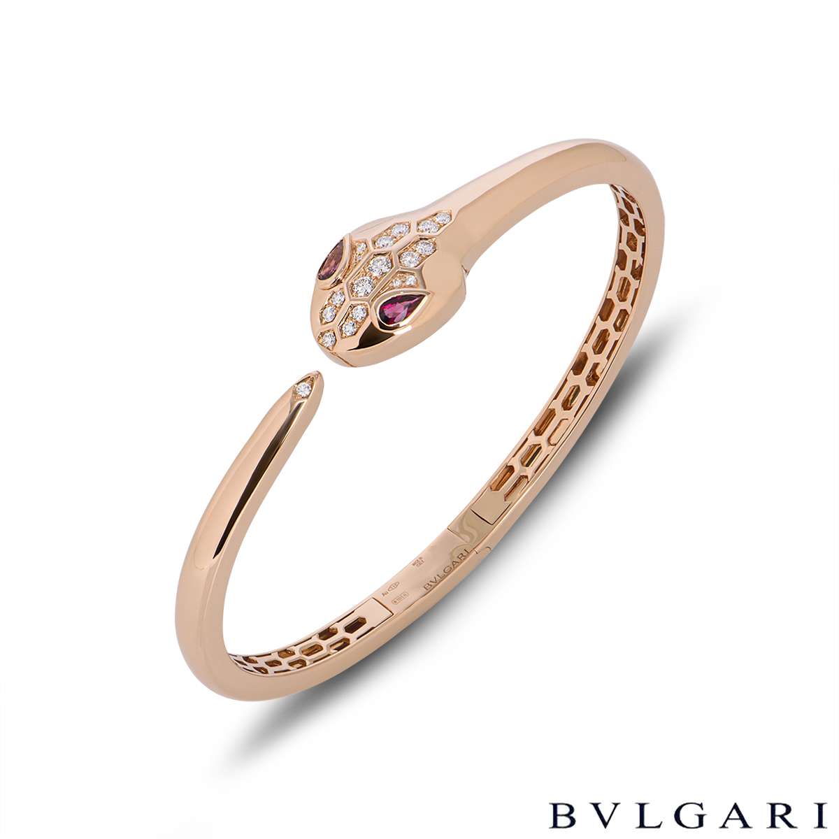 Bvlgari Rose Gold Diamond & Rubellite Serpenti Bracelet